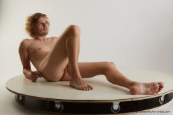 Nude Man White Slim Medium Blond Standard Photoshoot Realistic